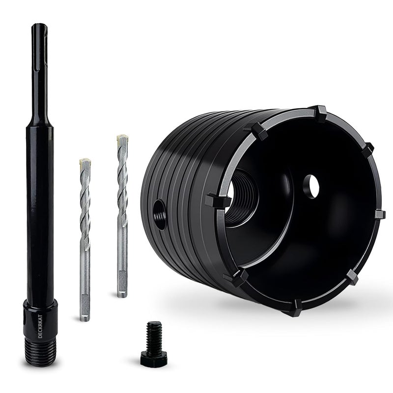 DECKRKAT 2-3/4" Concrete Hole Saw Kit,Electroplated Black Quenching Tech,Heavy-Duty Thickened Alloy Teeth,SDS Plus Shank & 2 Center Bits for Concrete,Brick,Stone. - Image 1